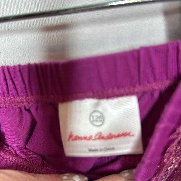Hanna Anderson Girl’s Fuchsia Gold Tulle Pleated Stretch Skirt. Size 120 (6/7). - Picture 3 of 7